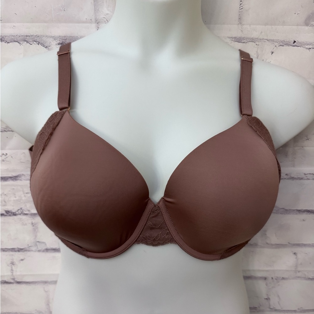 Soma Bra 38DD Vanishing 360 Perfect Coverage Lace Trim Taupe Underwire